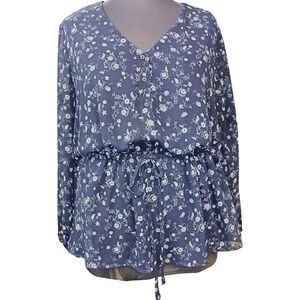Lane Bryant blouse flowered long sheer‎ sleeves SKUW624